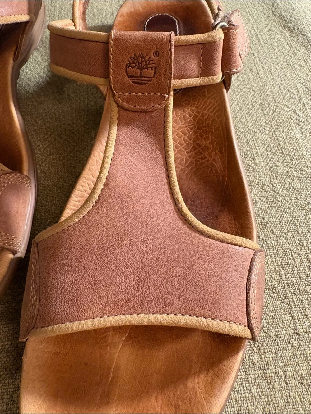 Timberland Cognac Smart Comfort Slingback Leather Sandal w Loop/Velcro Closure 9
